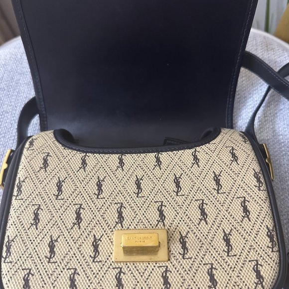 Saint Laurent Flap Satchel Monogram All Over Canvas & Leather - Excellent Cond. - Picture 6 of 13
